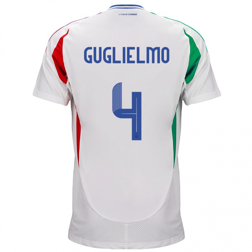 Kids Football Italy Lucia Di Guglielmo #4 White Away Jersey 24-26 T-Shirt