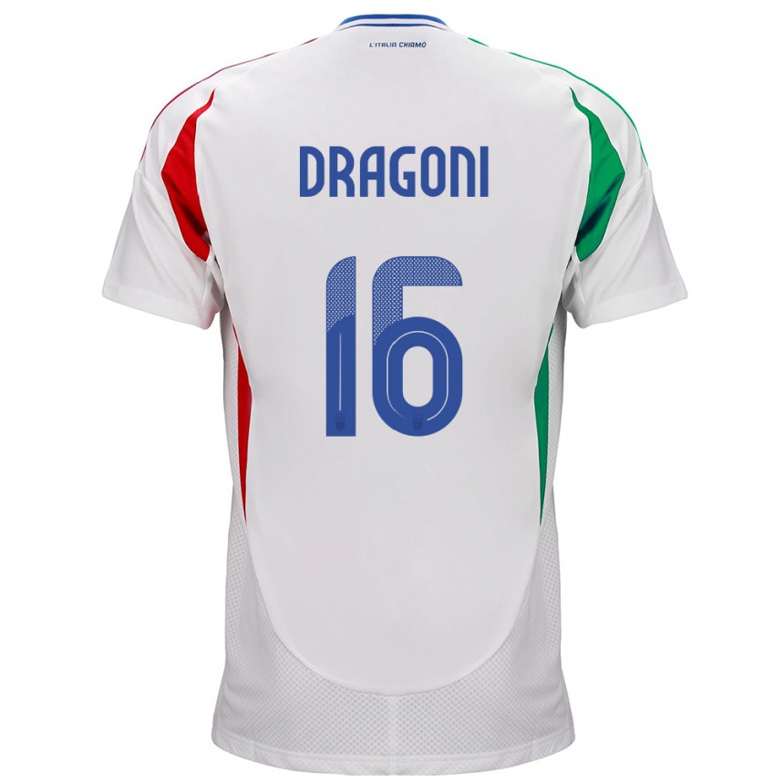 Kids Football Italy Giulia Dragoni #16 White Away Jersey 24-26 T-Shirt