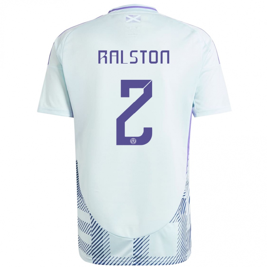 Kids Football Scotland Anthony Ralston #2 Light Mint Blue Away Jersey 24-26 T-Shirt