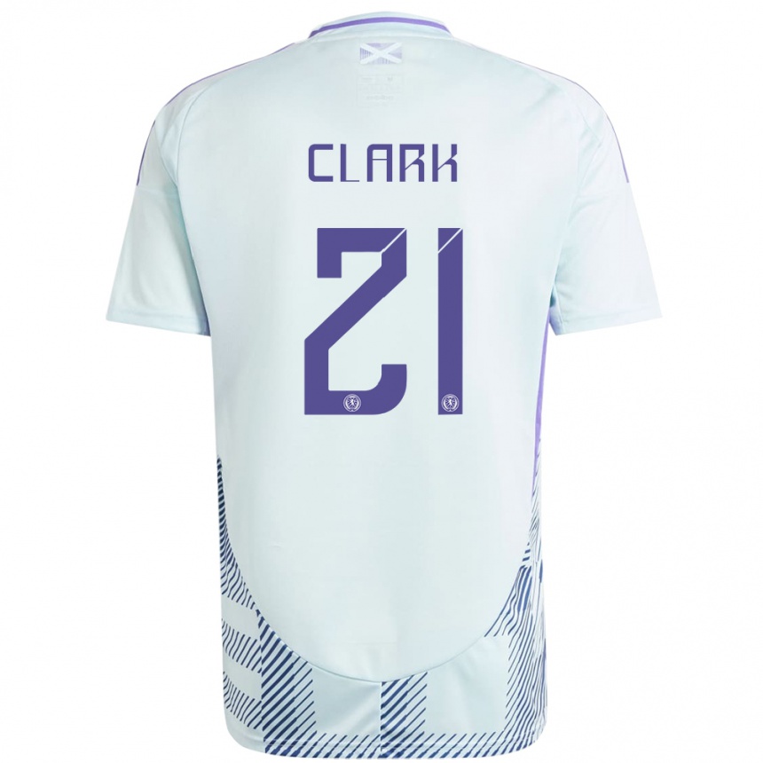 Kids Football Scotland Zander Clark #21 Light Mint Blue Away Jersey 24-26 T-Shirt