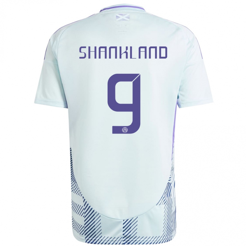 Kids Football Scotland Lawrence Shankland #9 Light Mint Blue Away Jersey 24-26 T-Shirt