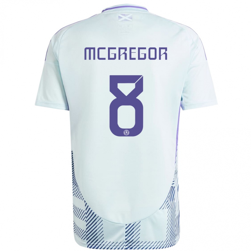 Kids Football Scotland Callum Mcgregor #8 Light Mint Blue Away Jersey 24-26 T-Shirt