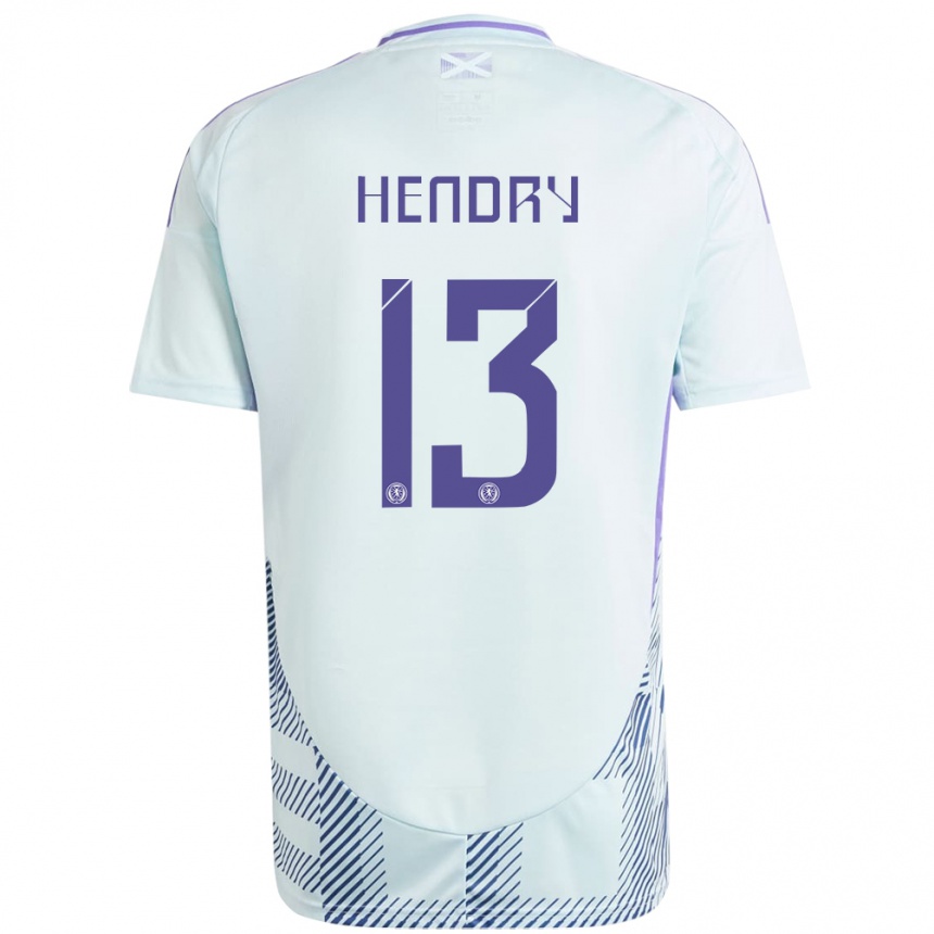 Kids Football Scotland Jack Hendry #13 Light Mint Blue Away Jersey 24-26 T-Shirt