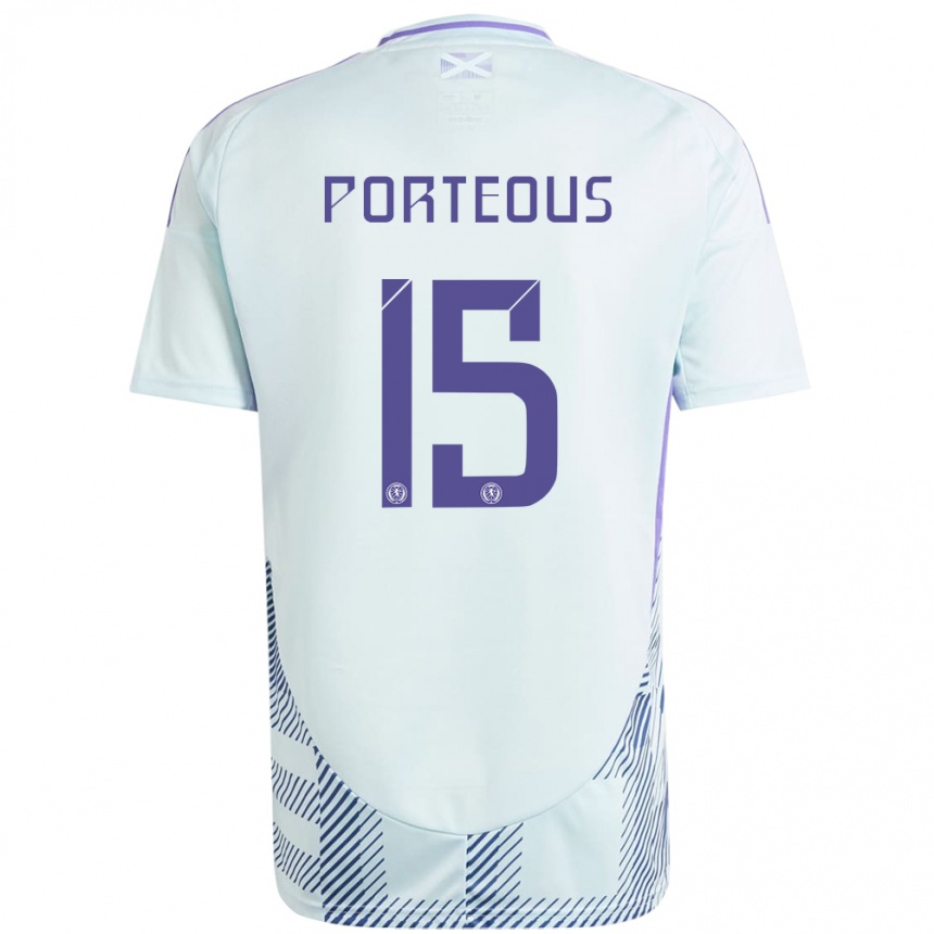 Kids Football Scotland Ryan Porteous #15 Light Mint Blue Away Jersey 24-26 T-Shirt