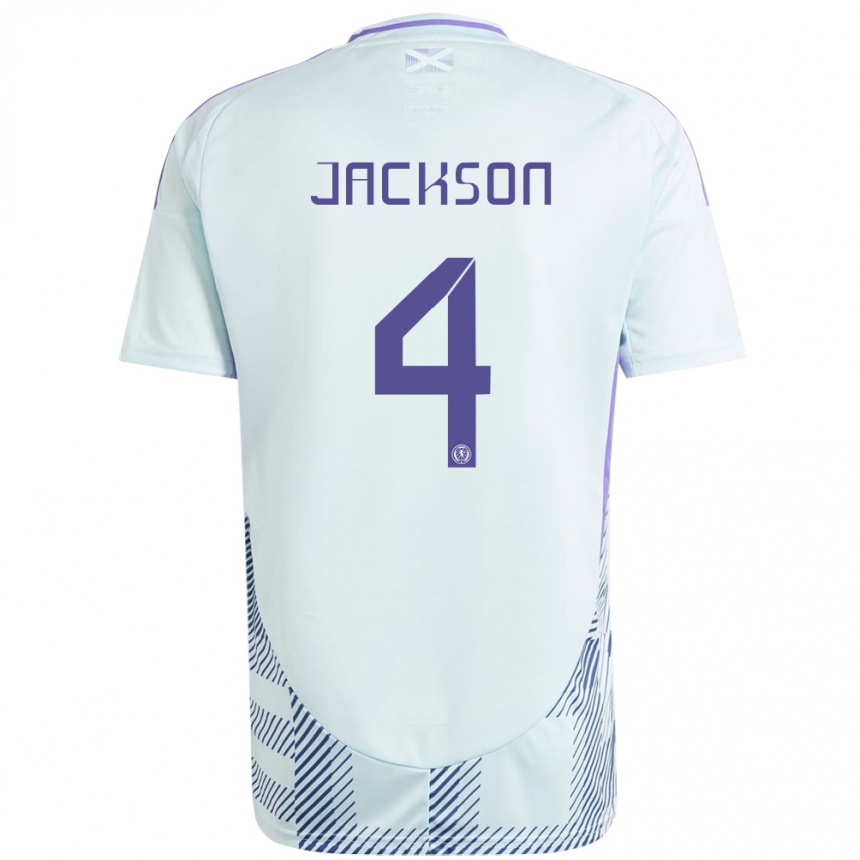 Kids Football Scotland Louis Jackson #4 Light Mint Blue Away Jersey 24-26 T-Shirt