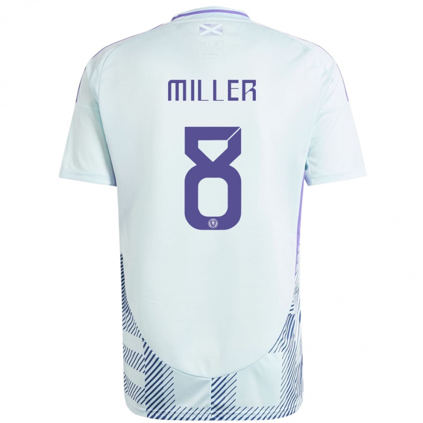 Kids Football Scotland Lennon Miller #8 Light Mint Blue Away Jersey 24-26 T-Shirt