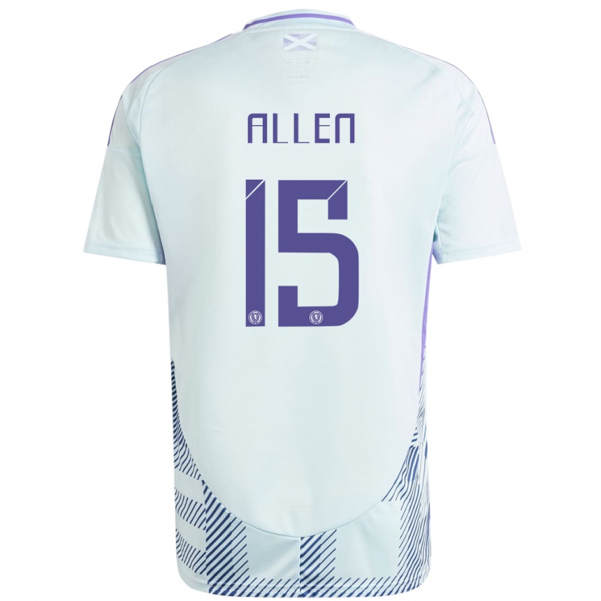 Kids Football Scotland Greig Allen #15 Light Mint Blue Away Jersey 24-26 T-Shirt