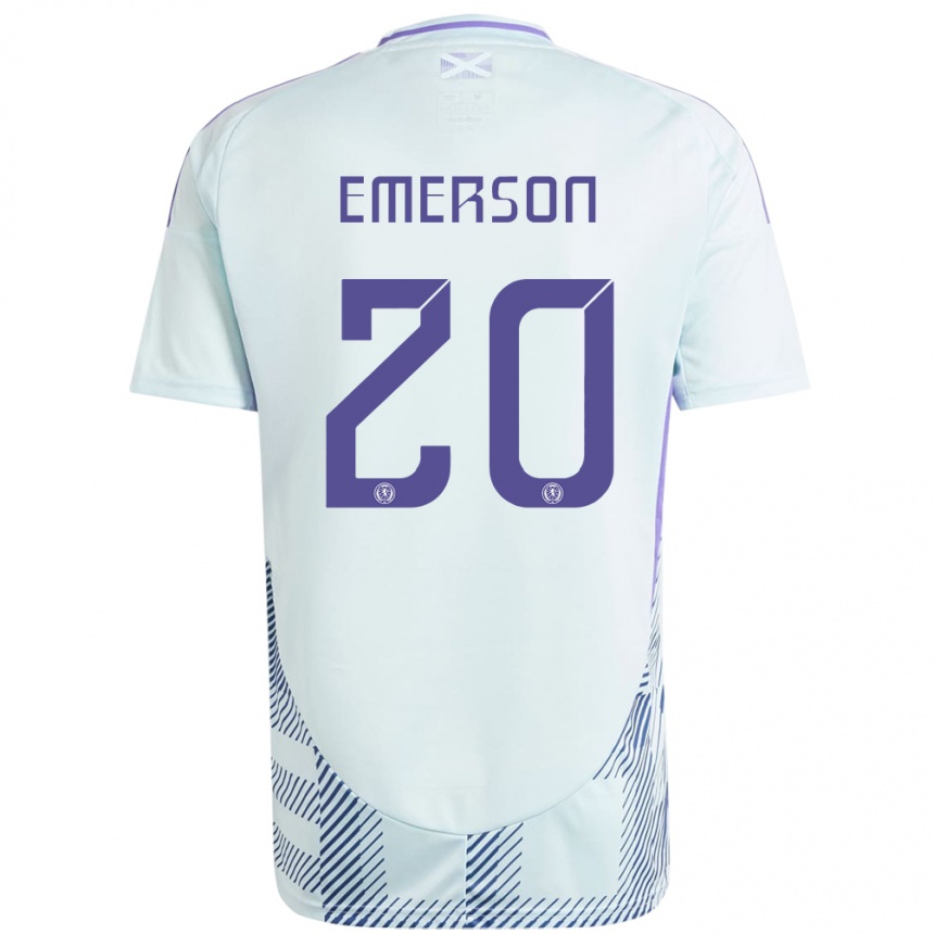 Kids Football Scotland Johnny Emerson #20 Light Mint Blue Away Jersey 24-26 T-Shirt