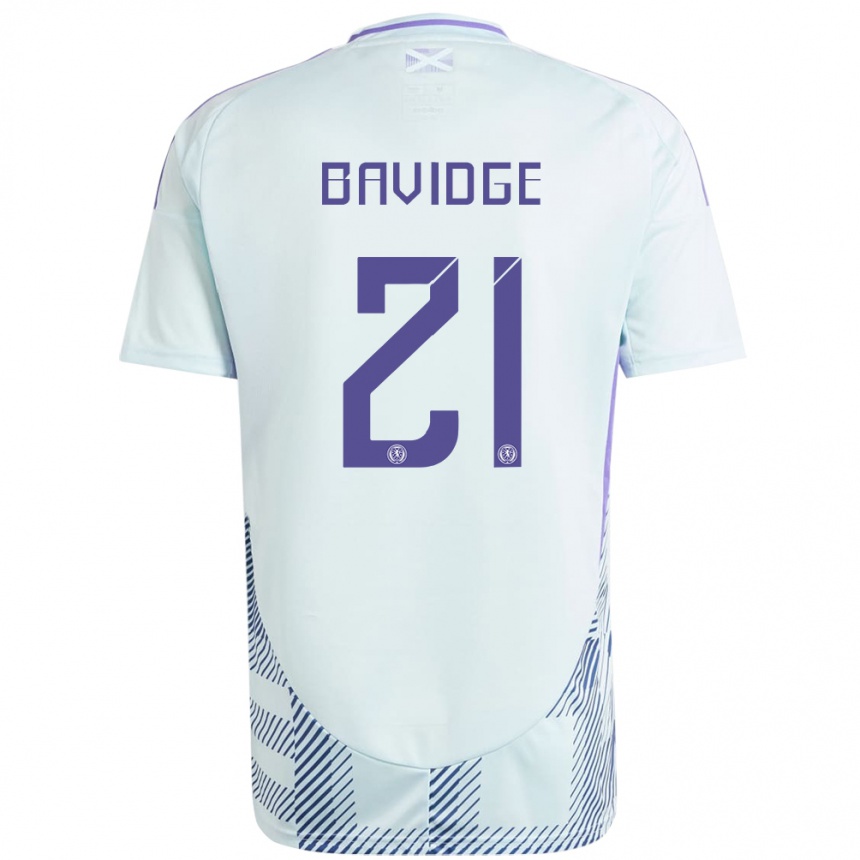 Kids Football Scotland Alfie Bavidge #21 Light Mint Blue Away Jersey 24-26 T-Shirt