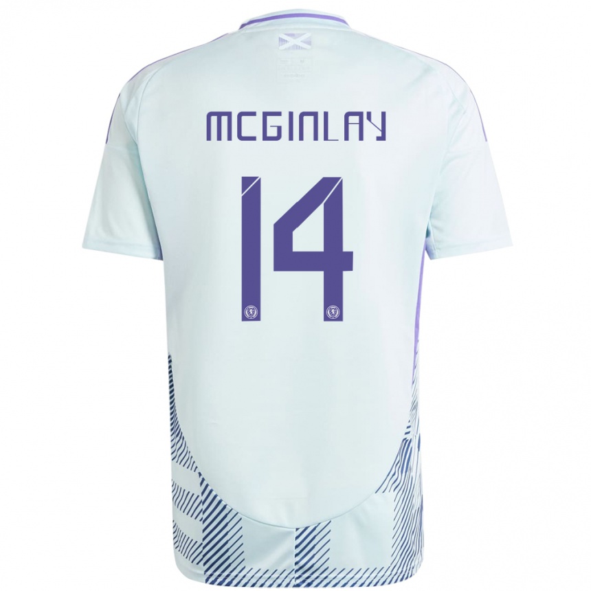 Kids Football Scotland Aiden Mcginlay #14 Light Mint Blue Away Jersey 24-26 T-Shirt