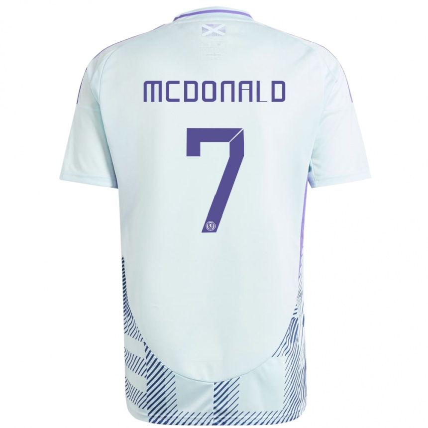 Kids Football Scotland Josh Mcdonald #7 Light Mint Blue Away Jersey 24-26 T-Shirt