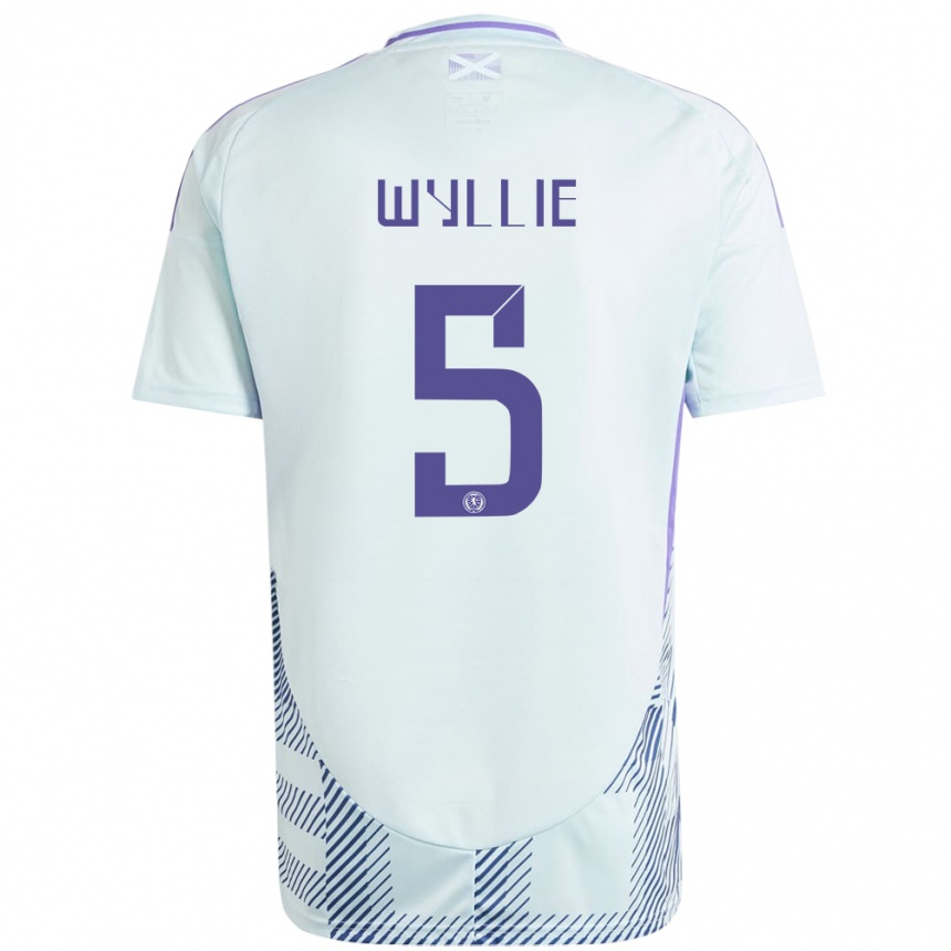 Kids Football Scotland Jack Wyllie #5 Light Mint Blue Away Jersey 24-26 T-Shirt