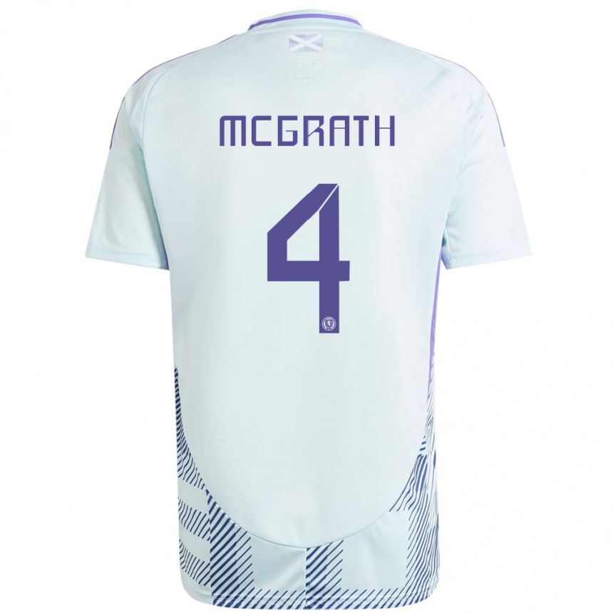 Kids Football Scotland Joseph Mcgrath #4 Light Mint Blue Away Jersey 24-26 T-Shirt