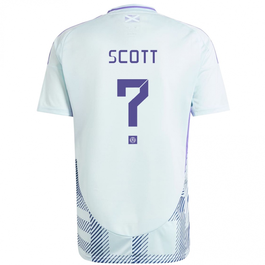 Kids Football Scotland Cameron Scott #0 Light Mint Blue Away Jersey 24-26 T-Shirt