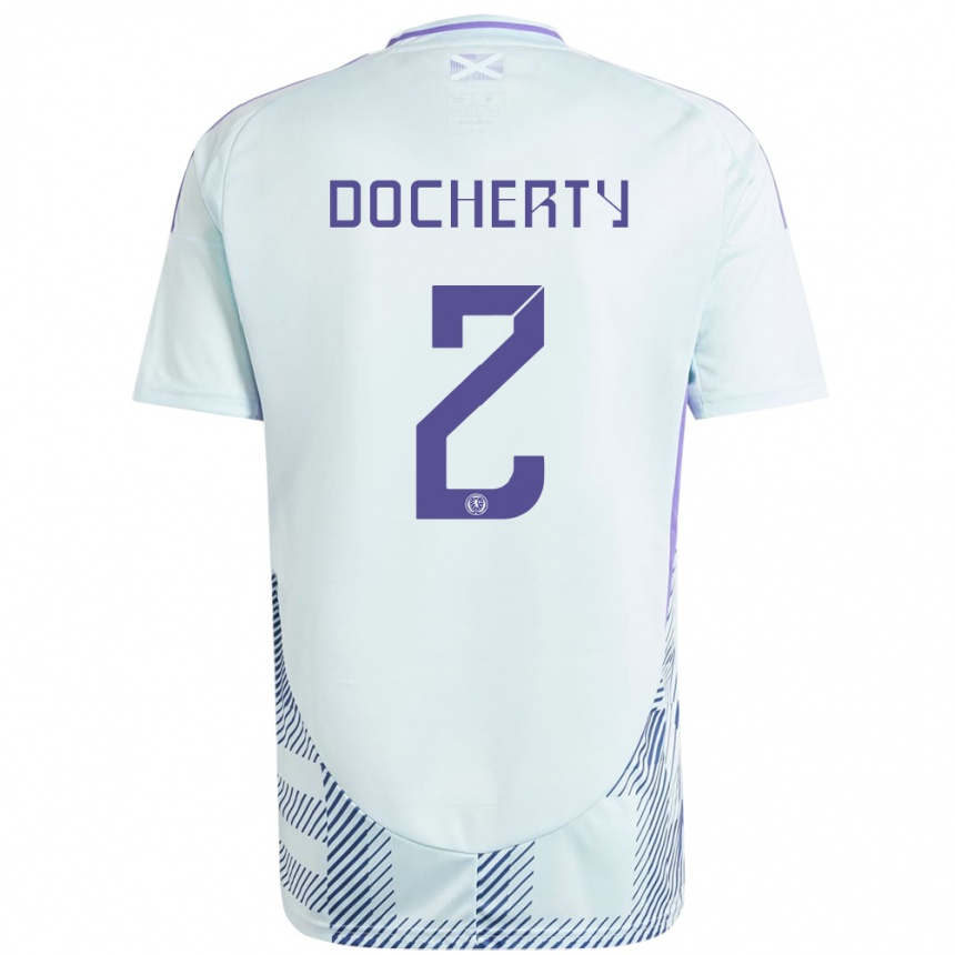 Kids Football Scotland Nicola Docherty #2 Light Mint Blue Away Jersey 24-26 T-Shirt