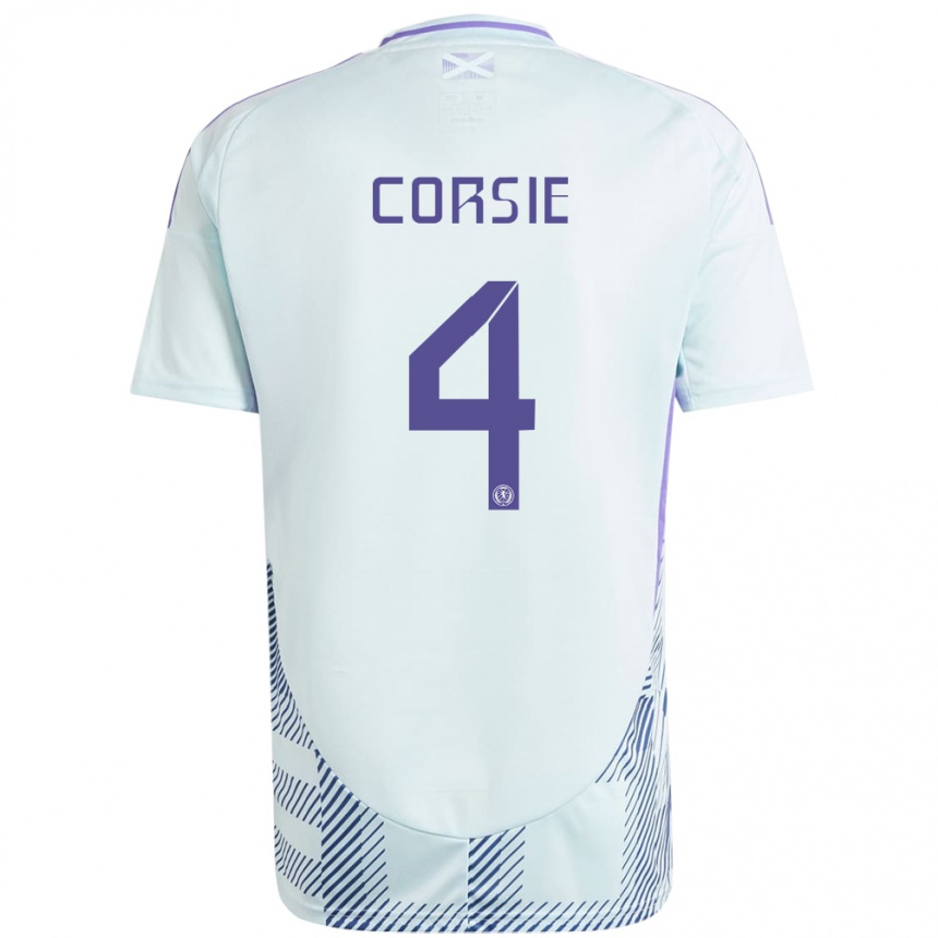 Kids Football Scotland Rachel Corsie #4 Light Mint Blue Away Jersey 24-26 T-Shirt