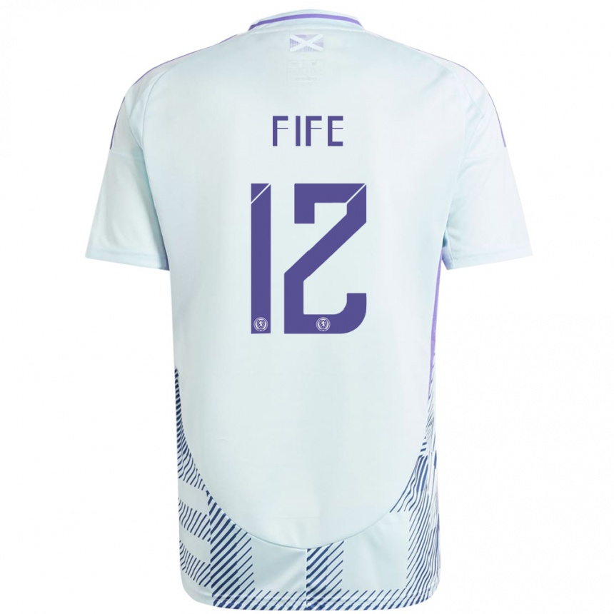 Kids Football Scotland Jenna Fife #12 Light Mint Blue Away Jersey 24-26 T-Shirt