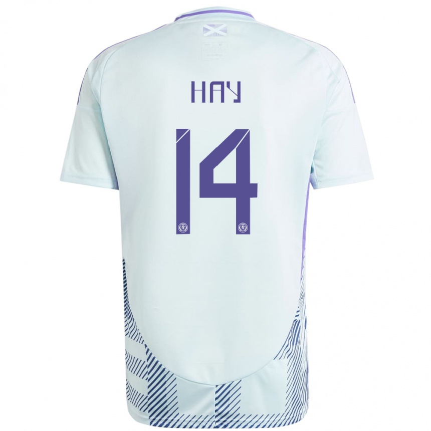 Kids Football Scotland Brogan Hay #14 Light Mint Blue Away Jersey 24-26 T-Shirt