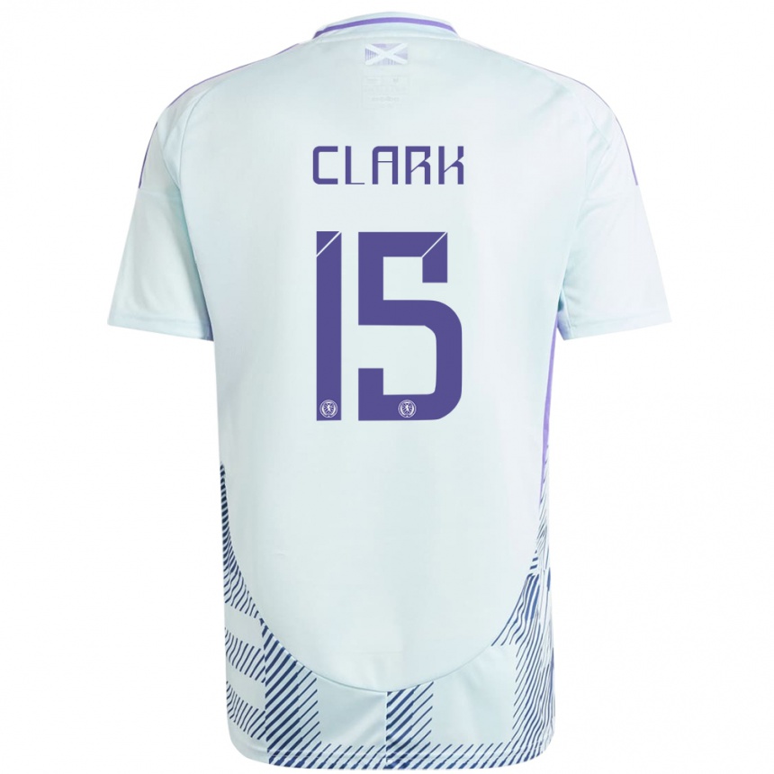 Kids Football Scotland Jenna Clark #15 Light Mint Blue Away Jersey 24-26 T-Shirt