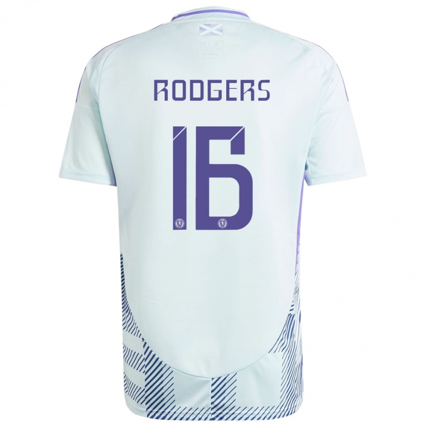 Kids Football Scotland Amy Rodgers #16 Light Mint Blue Away Jersey 24-26 T-Shirt