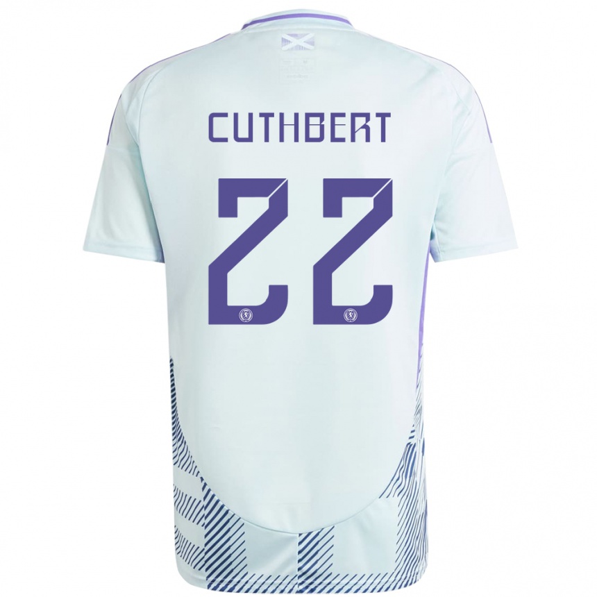 Kids Football Scotland Erin Cuthbert #22 Light Mint Blue Away Jersey 24-26 T-Shirt