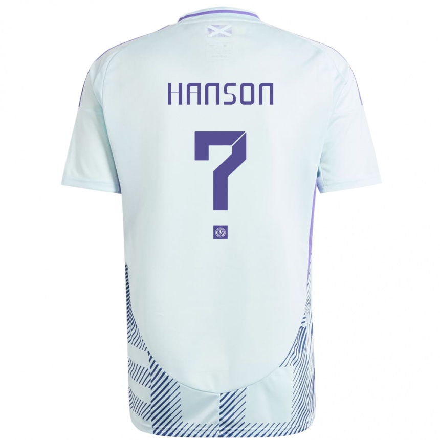 Kids Football Scotland Kirsty Hanson #0 Light Mint Blue Away Jersey 24-26 T-Shirt