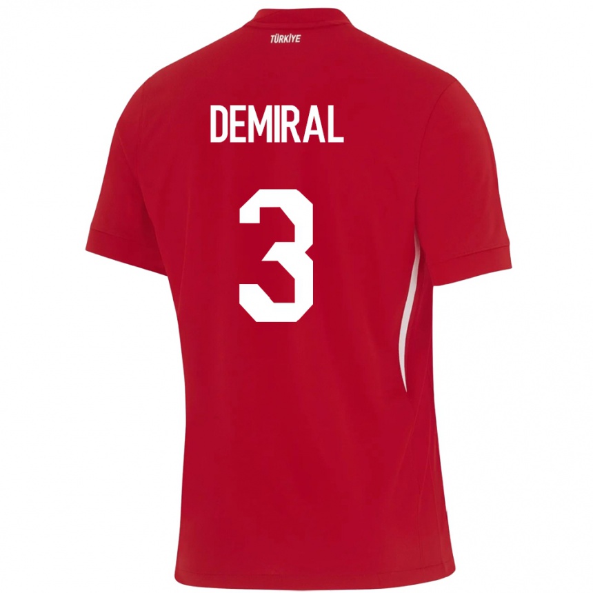 Kids Football Turkey Merih Demiral #3 Red Away Jersey 24-26 T-Shirt