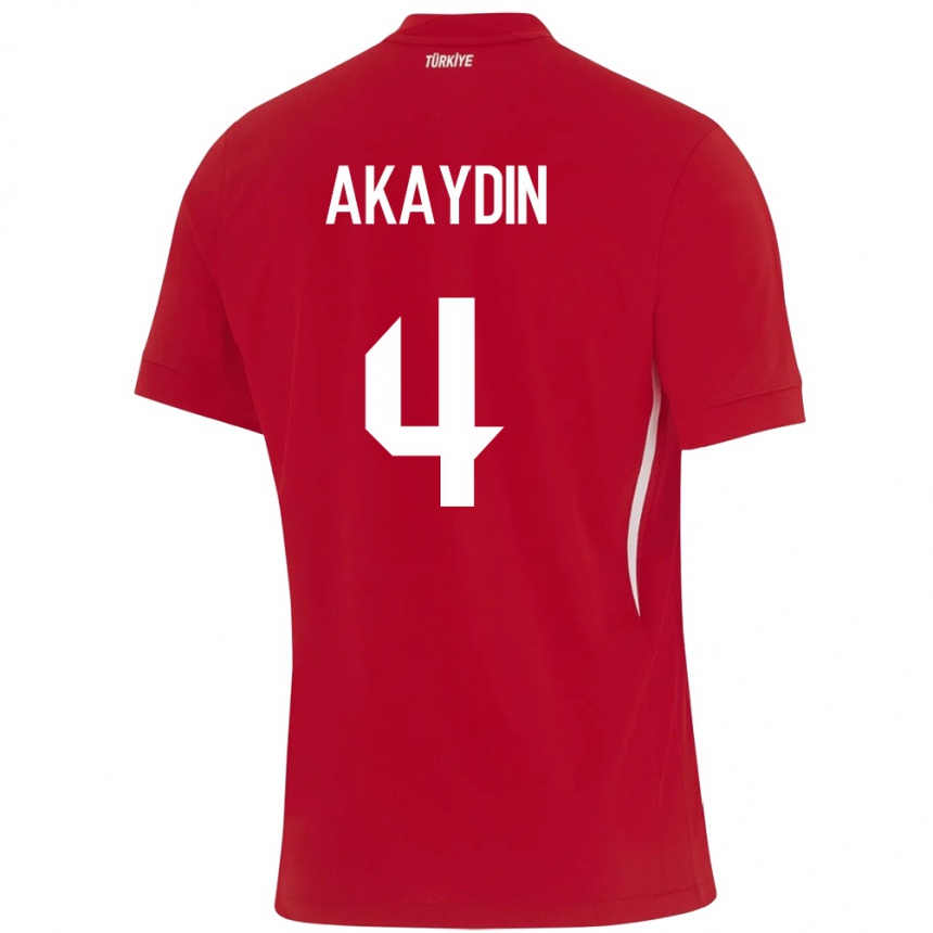 Kids Football Turkey Samet Akaydin #4 Red Away Jersey 24-26 T-Shirt