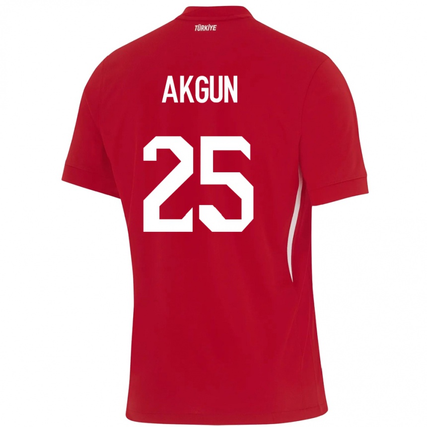 Kids Football Turkey Yunus Akgün #25 Red Away Jersey 24-26 T-Shirt