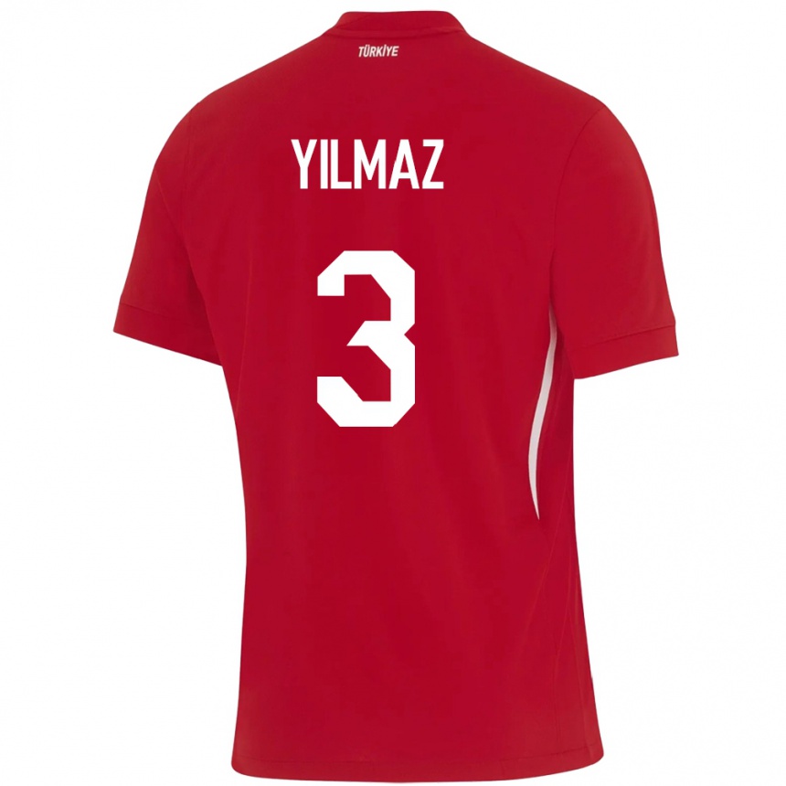 Kids Football Turkey Berkay Yılmaz #3 Red Away Jersey 24-26 T-Shirt