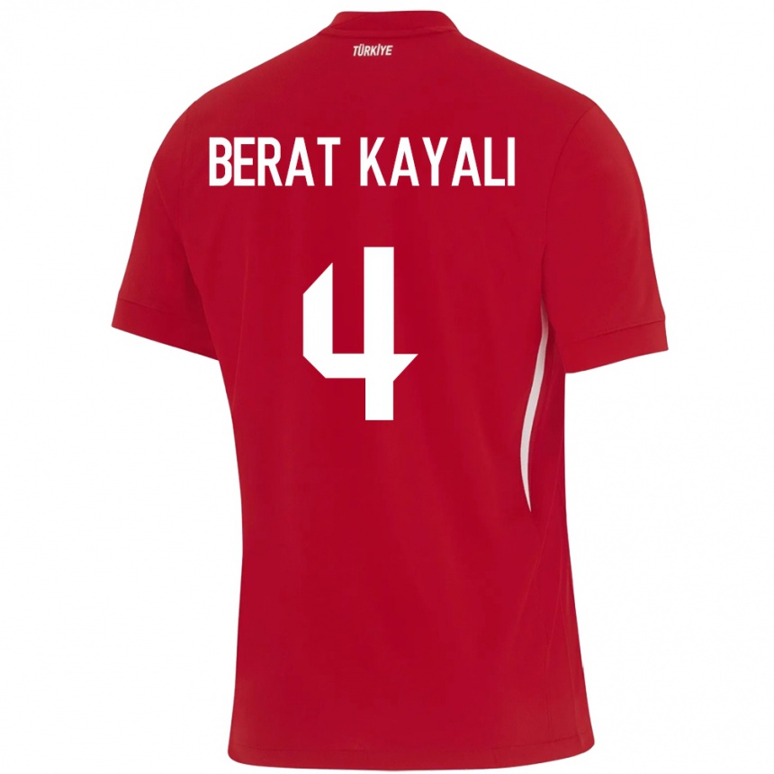 Kids Football Turkey Hasan Berat Kayalı #4 Red Away Jersey 24-26 T-Shirt