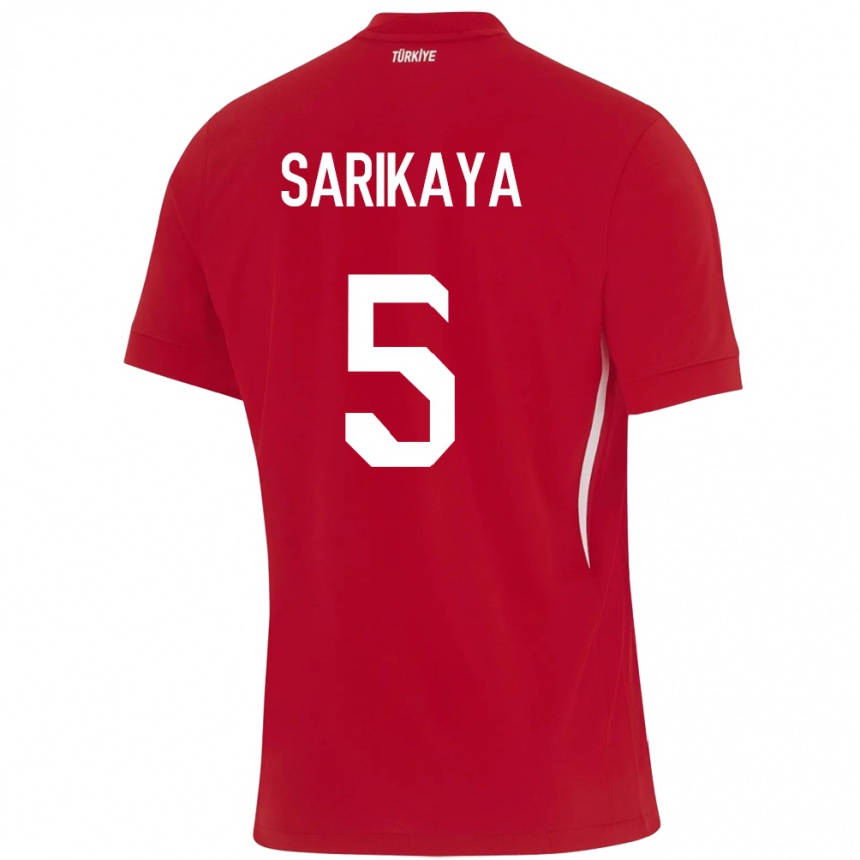 Kids Football Turkey Efe Sarıkaya #5 Red Away Jersey 24-26 T-Shirt