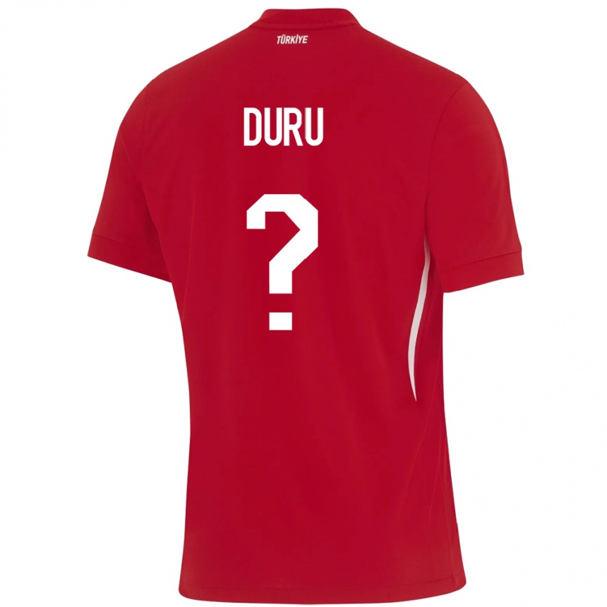 Kids Football Turkey Mustafa Duru #0 Red Away Jersey 24-26 T-Shirt