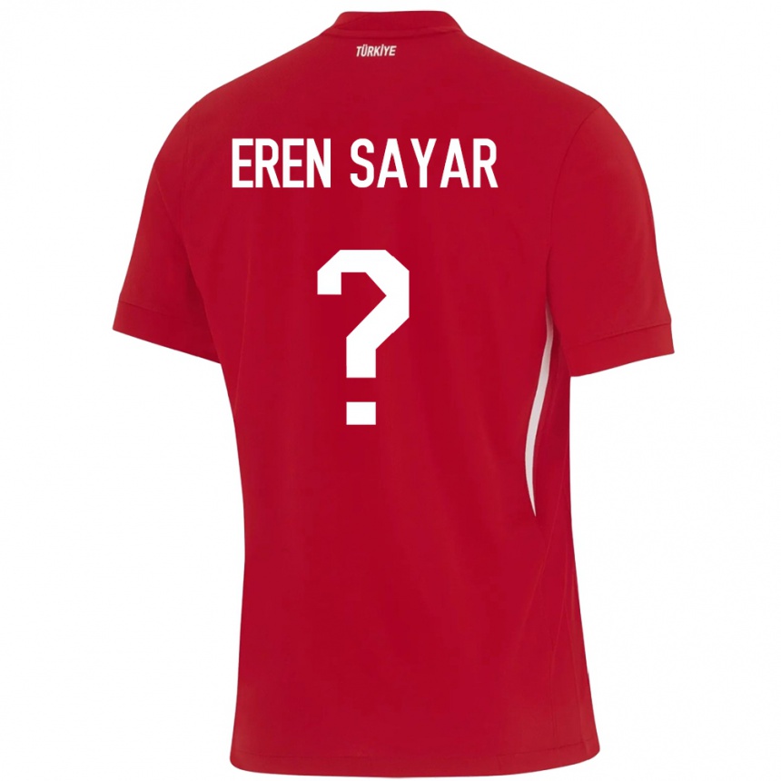 Kids Football Turkey Emin Eren Sayar #0 Red Away Jersey 24-26 T-Shirt