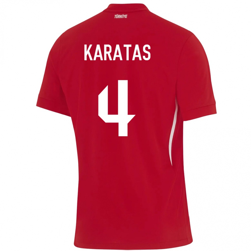 Kids Football Turkey Eda Karataş #4 Red Away Jersey 24-26 T-Shirt