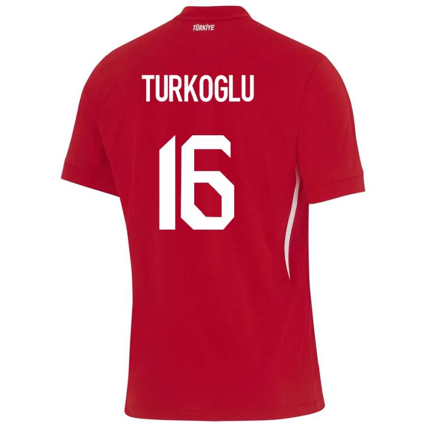 Kids Football Turkey Ece Türkoğlu #16 Red Away Jersey 24-26 T-Shirt