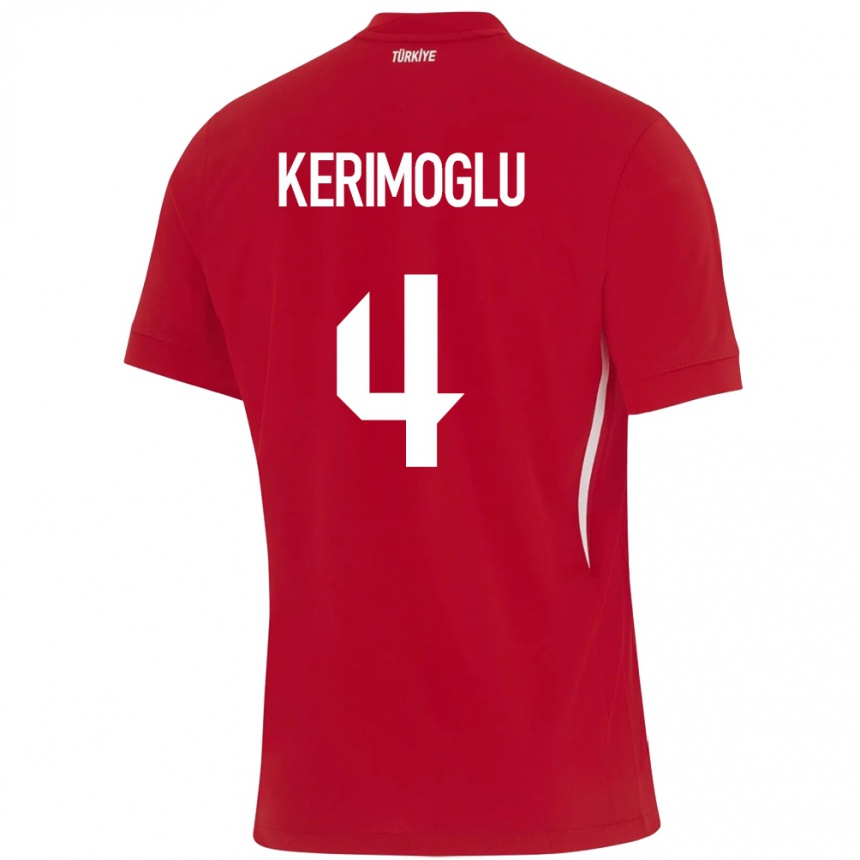 Kids Football Turkey Zeynap Kerimoğlu #4 Red Away Jersey 24-26 T-Shirt