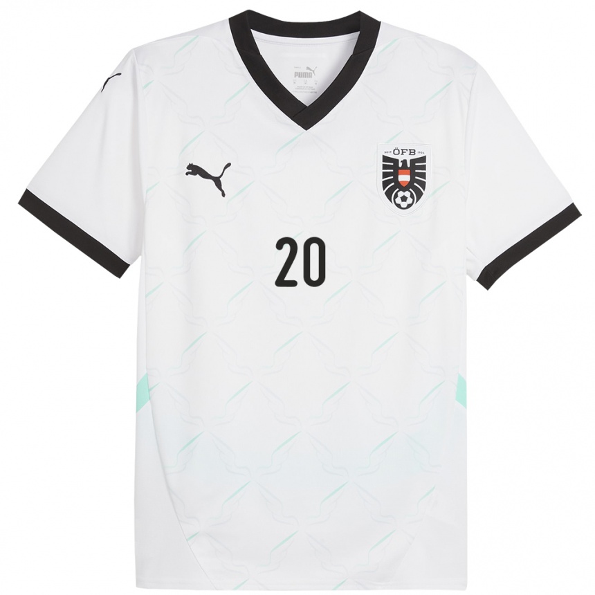 Kids Football Austria Katharina Naschenweng #20 White Away Jersey 24-26 T-Shirt