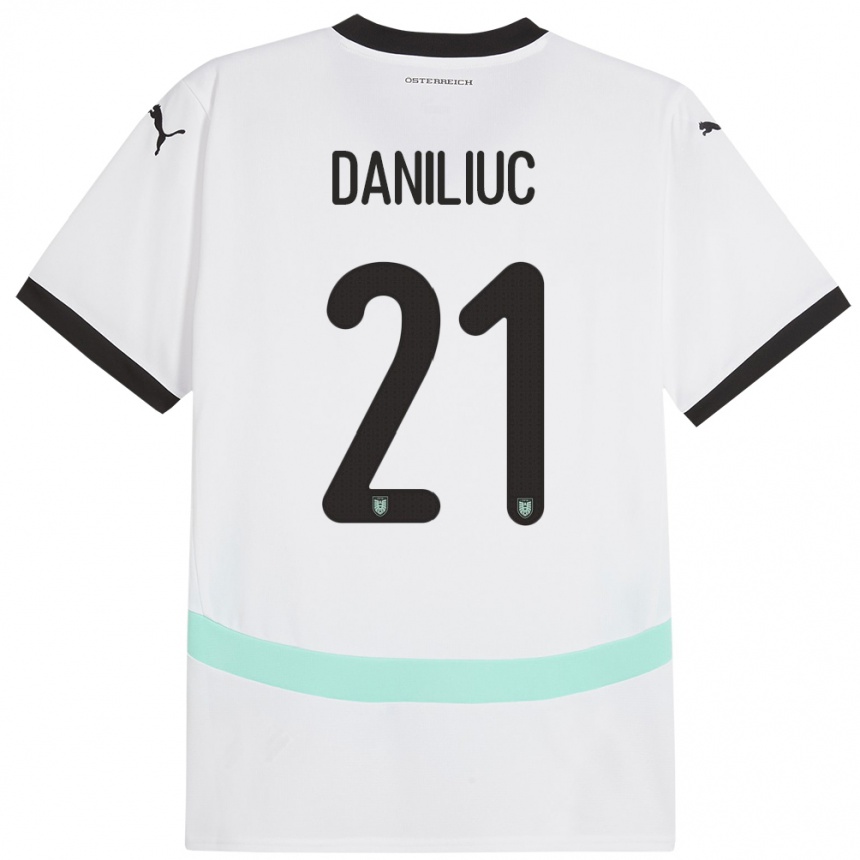 Kids Football Austria Flavius Daniliuc #21 White Away Jersey 24-26 T-Shirt