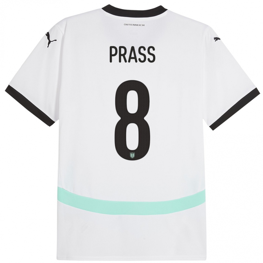 Kids Football Austria Alexander Prass #8 White Away Jersey 24-26 T-Shirt