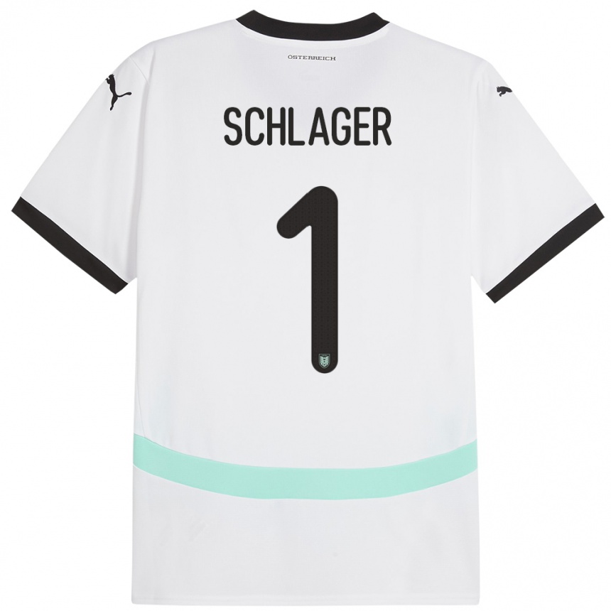 Kids Football Austria Alexander Schlager #1 White Away Jersey 24-26 T-Shirt