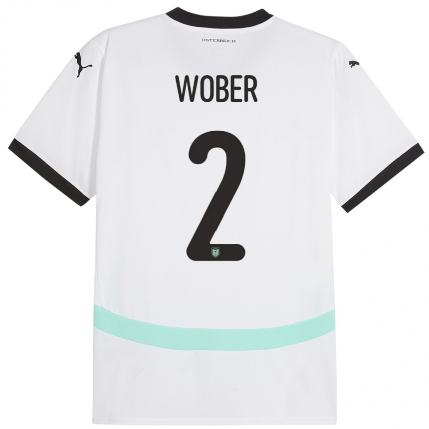 Kids Football Austria Maximilian Wöber #2 White Away Jersey 24-26 T-Shirt