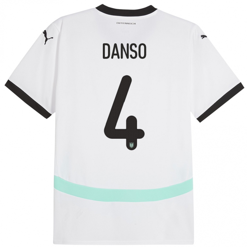 Kids Football Austria Kevin Danso #4 White Away Jersey 24-26 T-Shirt