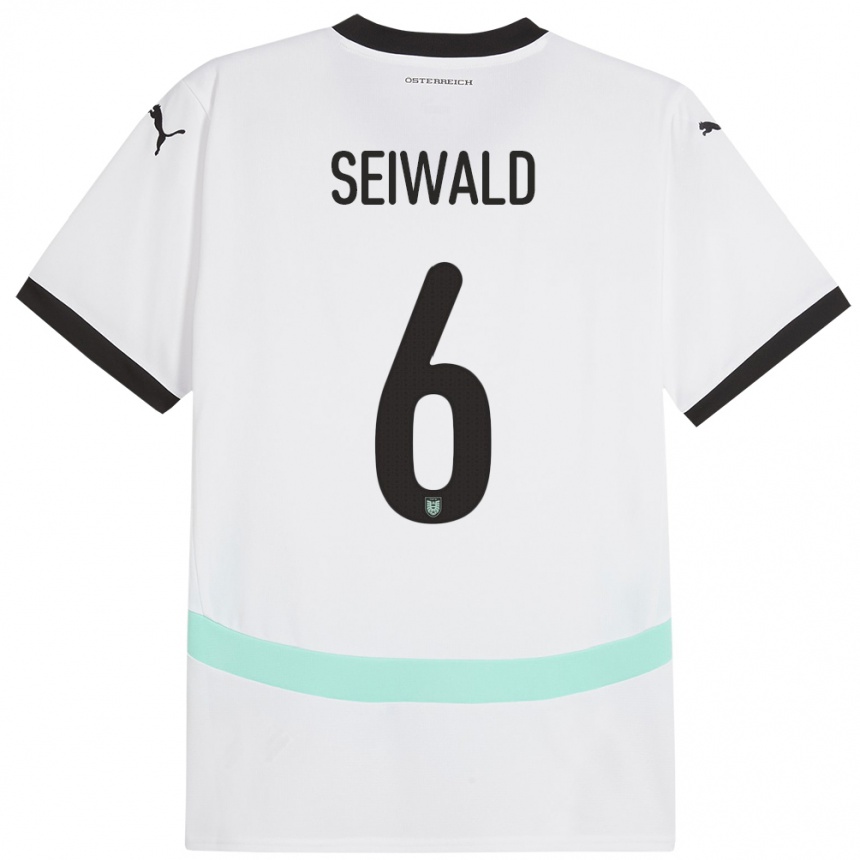 Kids Football Austria Nicolas Seiwald #6 White Away Jersey 24-26 T-Shirt