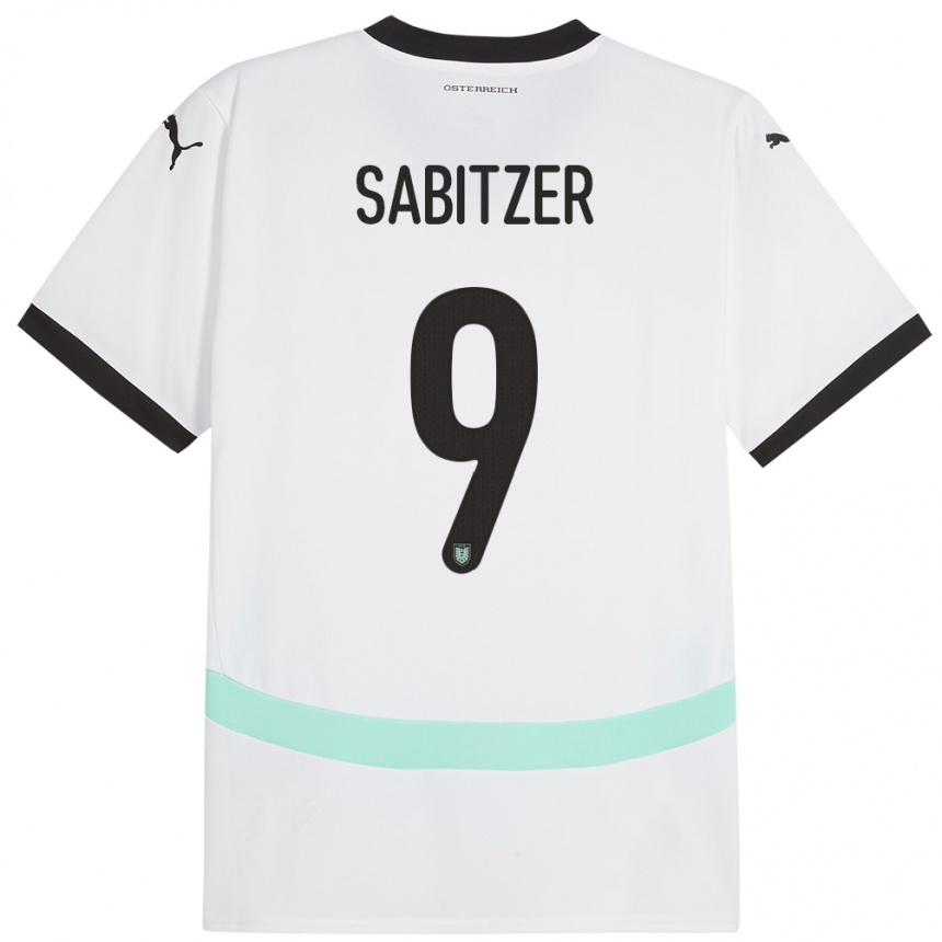 Kids Football Austria Marcel Sabitzer #9 White Away Jersey 24-26 T-Shirt