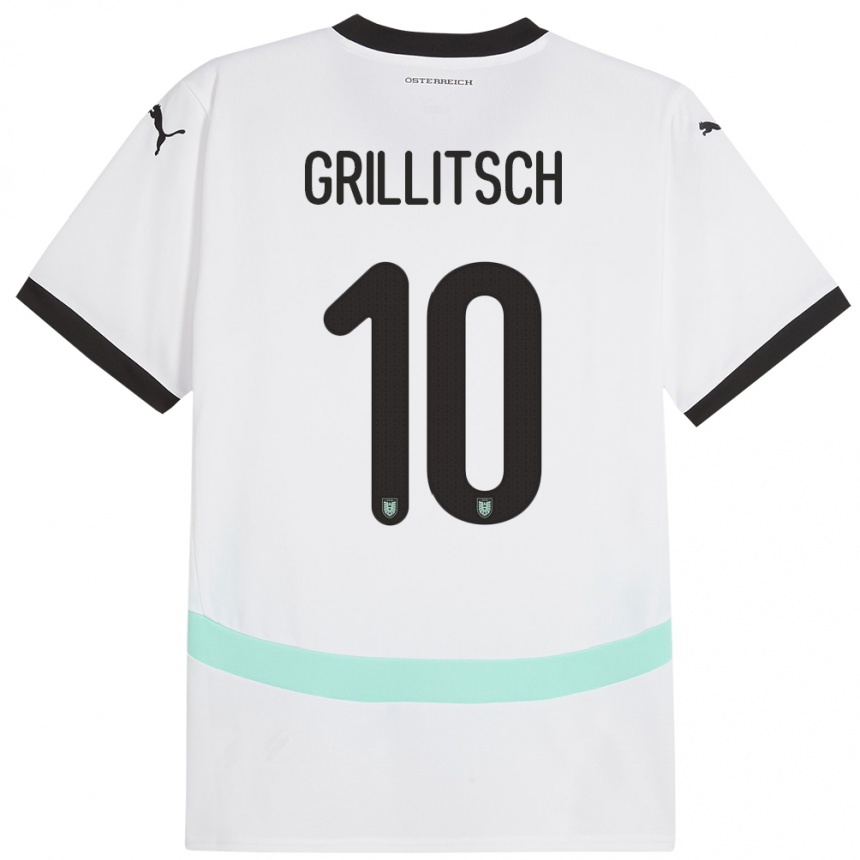 Kids Football Austria Florian Grillitsch #10 White Away Jersey 24-26 T-Shirt