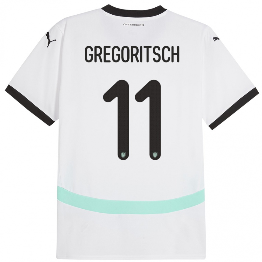 Kids Football Austria Michael Gregoritsch #11 White Away Jersey 24-26 T-Shirt