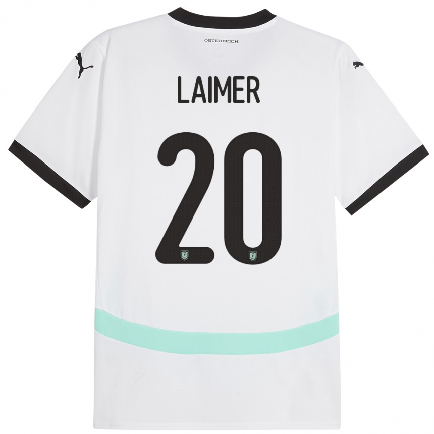 Kids Football Austria Konrad Laimer #20 White Away Jersey 24-26 T-Shirt