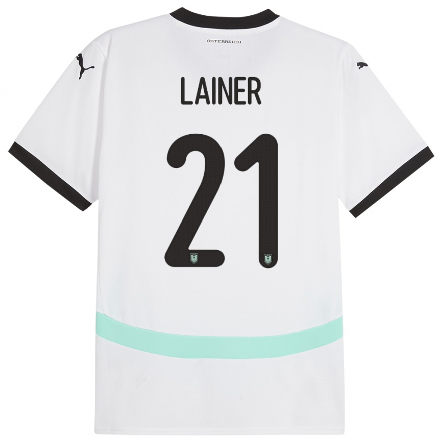 Kids Football Austria Stefan Lainer #21 White Away Jersey 24-26 T-Shirt