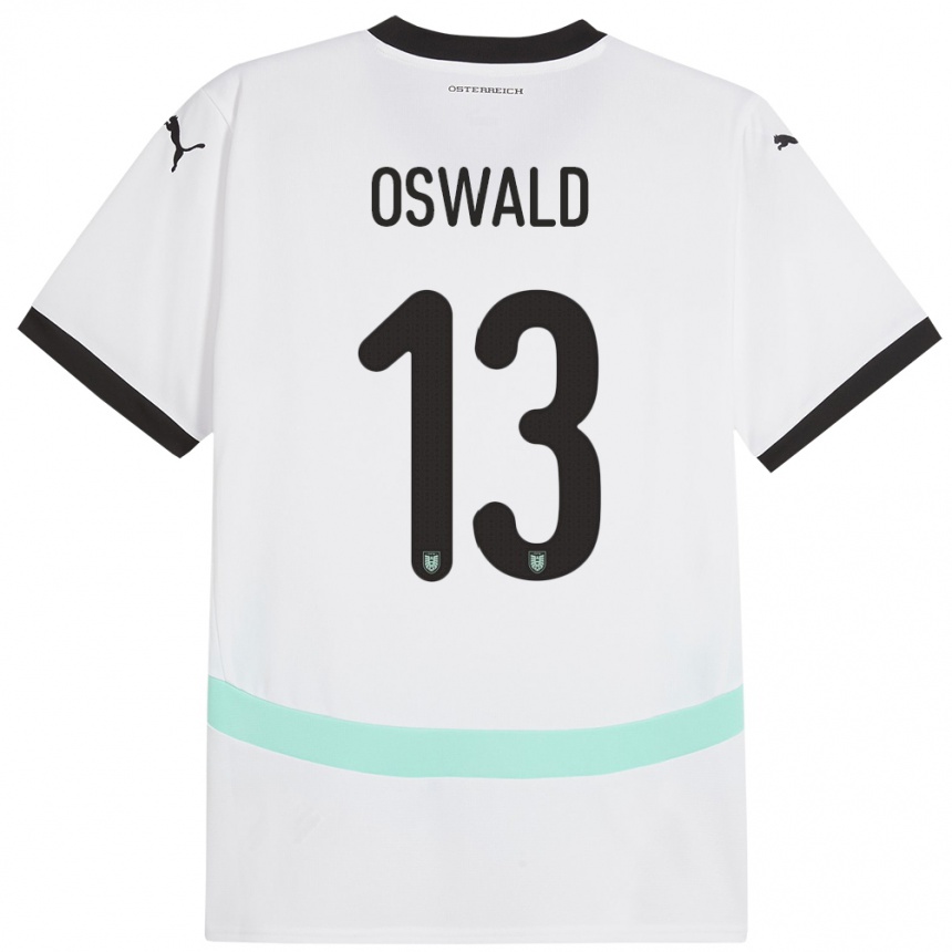 Kids Football Austria Moritz Oswald #13 White Away Jersey 24-26 T-Shirt